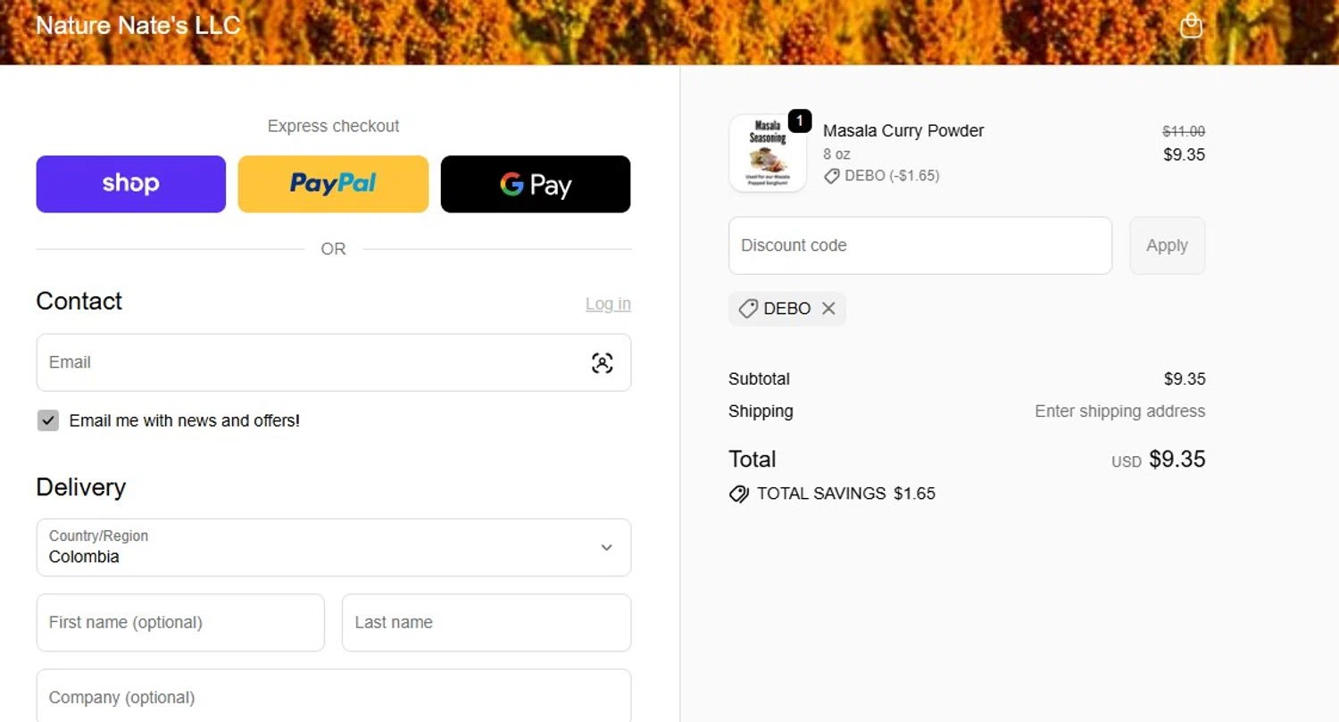 Nature Nate's LLC promo code screenshot showing code DEBO applied at Nature Nate's LLC checkout page. Uploaded by SimplyCodes community member mandrakke on Jun 11, 2026