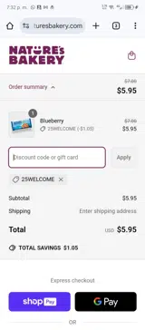 25welcome coupon verification screenshot