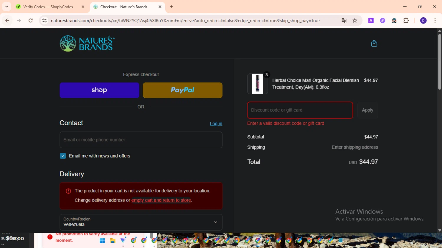 Nature's Brands promo code screenshot showing code Labor25 applied at Nature's Brands checkout page. Uploaded by SimplyCodes community member PromoLion4240 on Sep 3, 2025