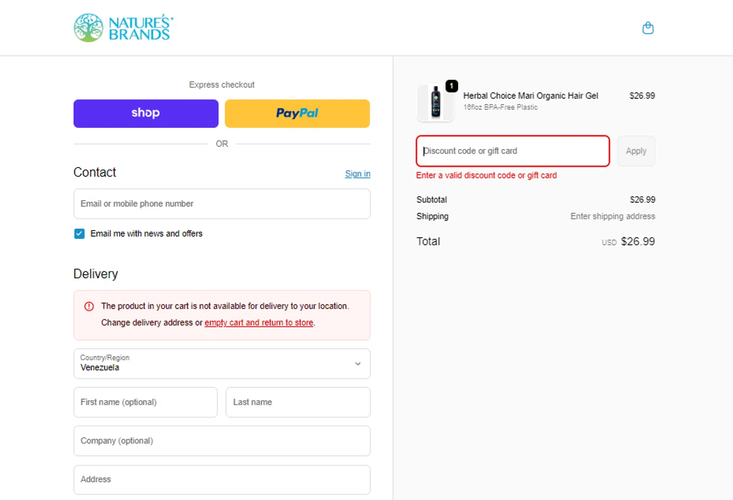 Nature's Brands promo code screenshot showing code Thanks25 applied at Nature's Brands checkout page. Uploaded by SimplyCodes community member DealSleuth3125 on Dec 10, 2025