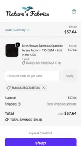 EMAILSUBSCRIBER26 coupon verification screenshot