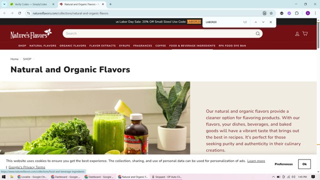 Nature's Flavors checkout page showing Nature's Flavors coupon code box | Screenshot taken by SimplyCodes community member on Aug 29, 2025