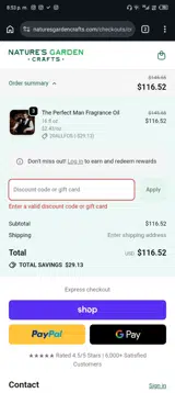 Nature's Garden Crafts coupon verification screenshot