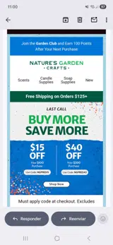 Nature's Garden Crafts coupon verification screenshot