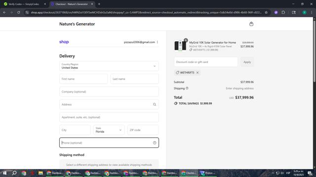 Nature's Generator checkout page showing Nature's Generator promo code box | Screenshot taken by SimplyCodes community member on Sep 10, 2025