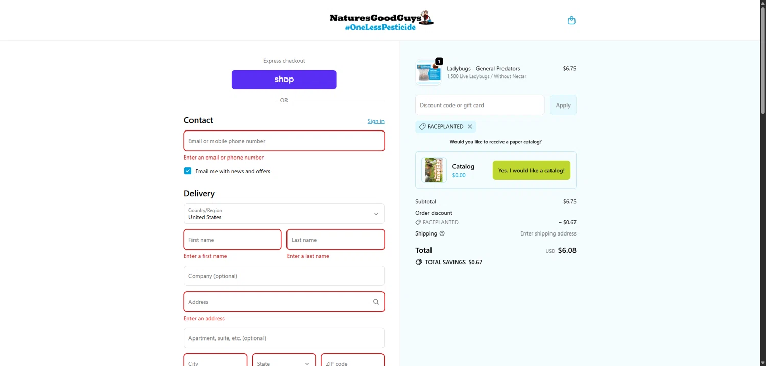 Natures Good Guys discount code screenshot showing code faceplanted applied at Natures Good Guys checkout page. Uploaded by SimplyCodes community member EpicGuardian2592 on Oct 6, 2025