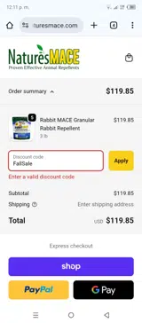 FallSale coupon verification screenshot