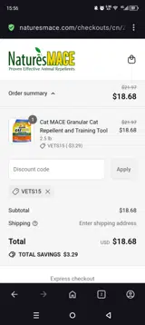 Vets15 coupon verification screenshot