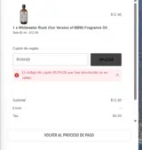 Nature's Oil coupon verification screenshot