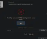 Nature's Oil coupon verification screenshot