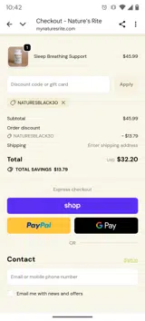 Naturesblack30 coupon verification screenshot