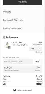 LEAFLY15 coupon verification screenshot