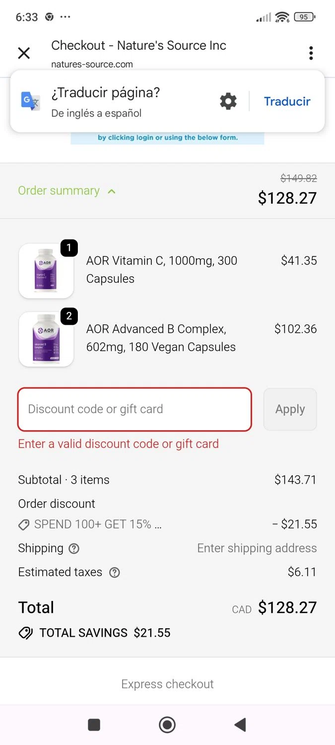 Nature's Source promo code screenshot showing code SUMMER10 applied at Nature's Source checkout page. Uploaded by SimplyCodes community member ShieldWhiz4659 on Oct 14, 2025
