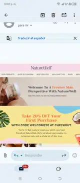 WELCOME20 coupon verification screenshot