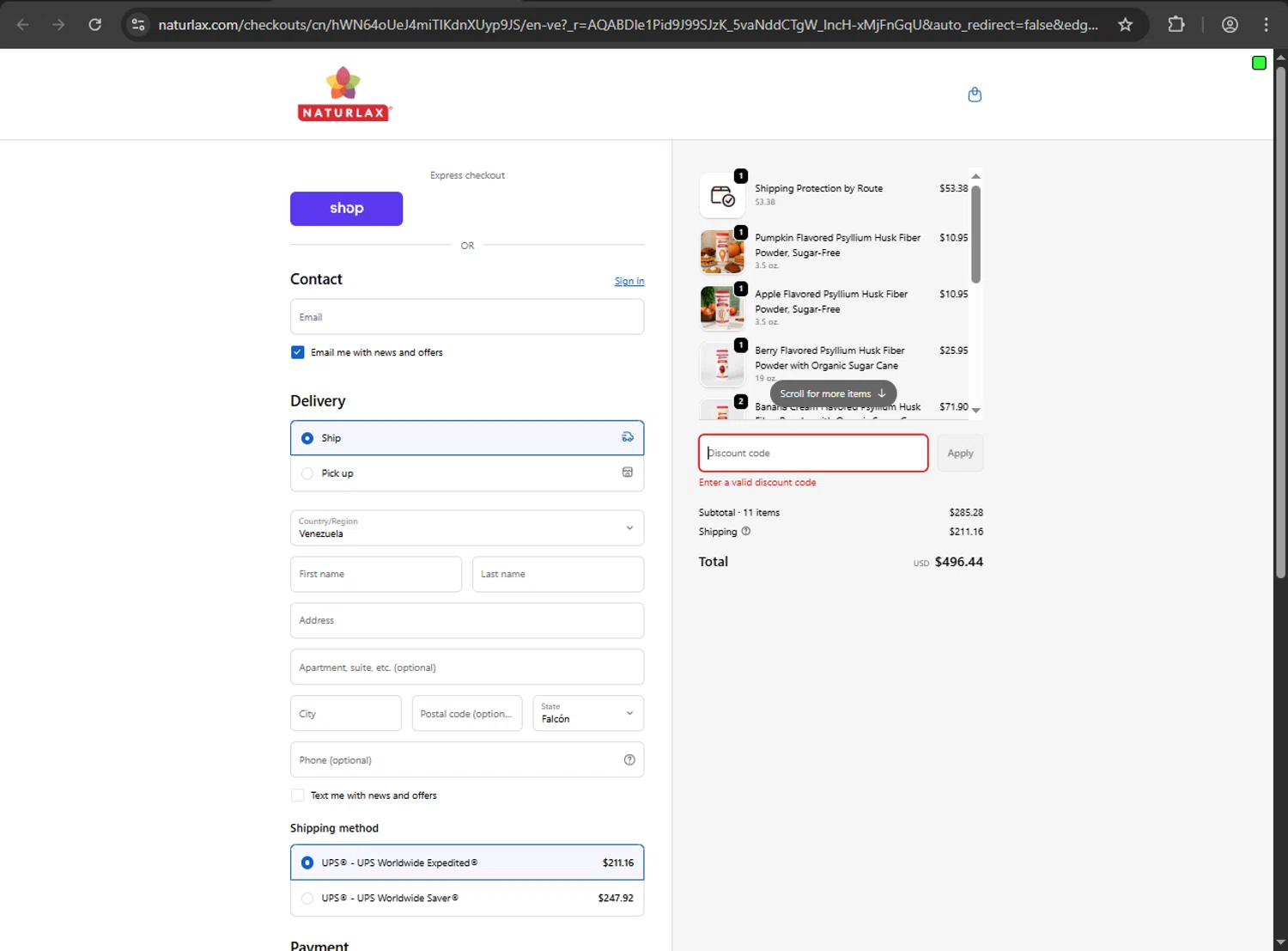 Naturlax discount code screenshot showing code BFCM25 applied at Naturlax checkout page. Uploaded by SimplyCodes community member RayliMC on Dec 5, 2025