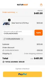 OVERLANDNOMAD coupon verification screenshot