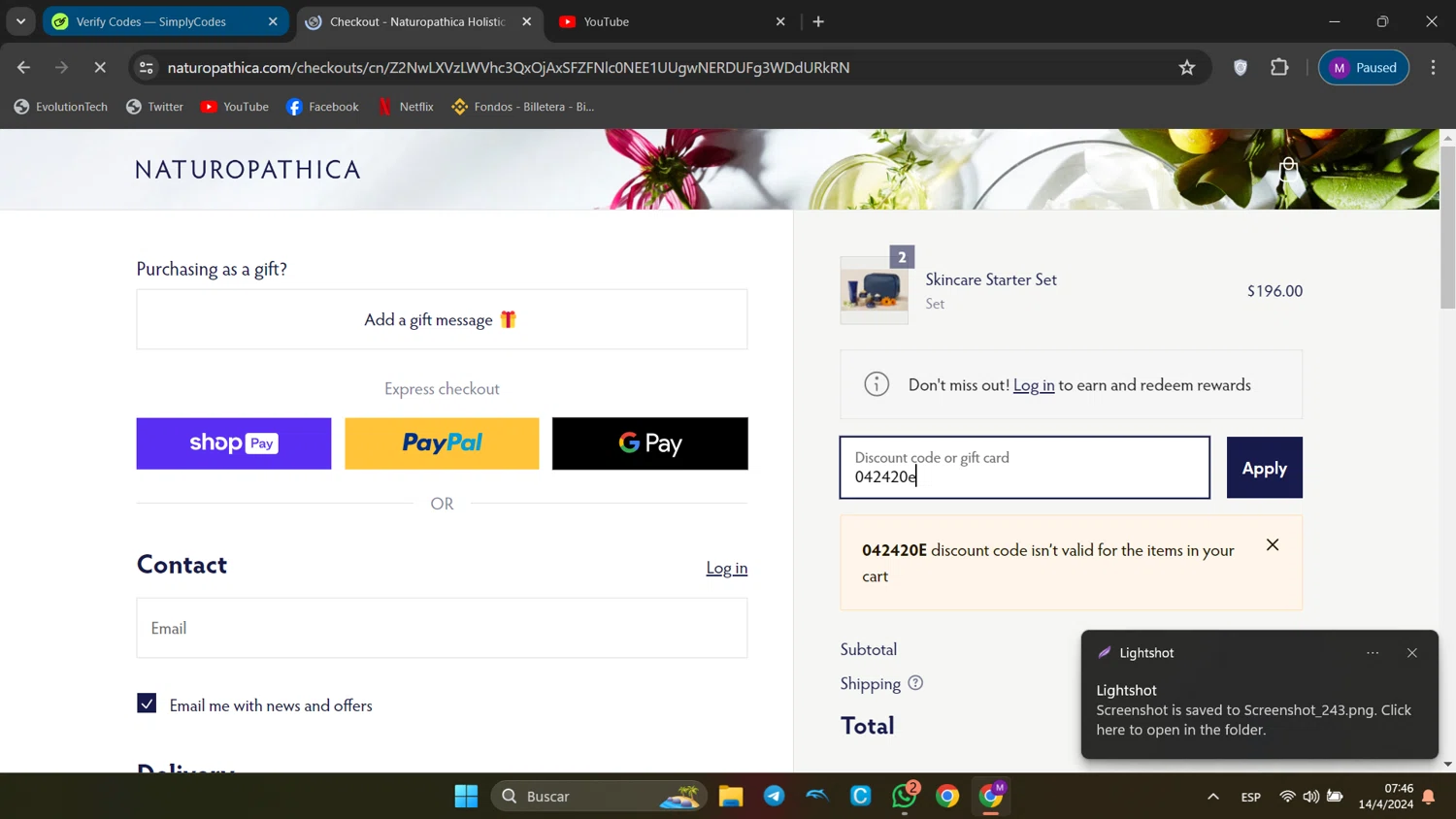 how to use Naturopathica coupons