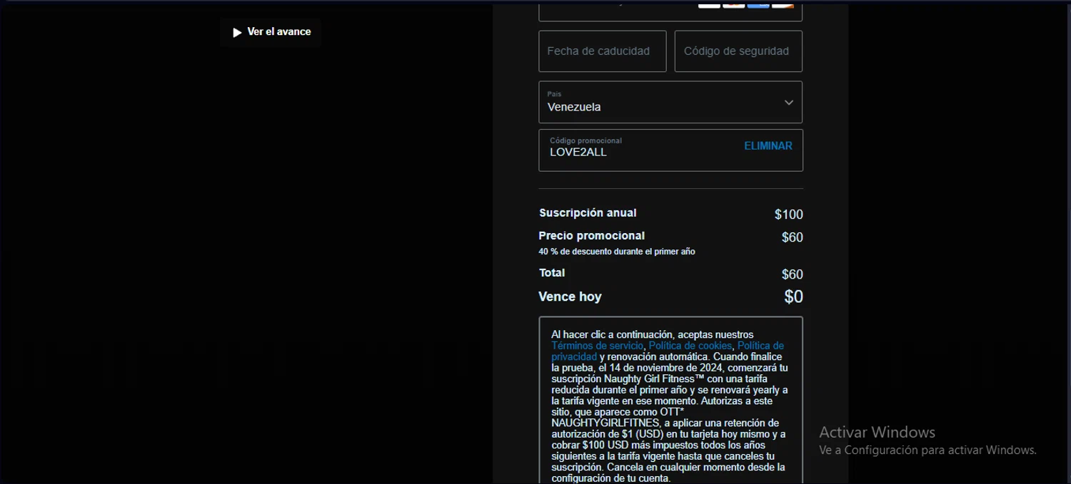 Naughty Girl Fitness checkout page showing Naughty Girl Fitness promo code box | Screenshot taken by SimplyCodes community member on Nov 7, 2024