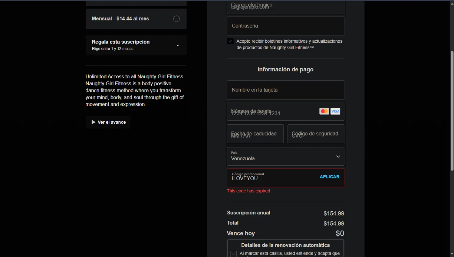 Naughty Girl Fitness promo code screenshot showing code Iloveyou applied at Naughty Girl Fitness checkout page. Uploaded by SimplyCodes community member CodeRanger4147 on Mar 27, 2025