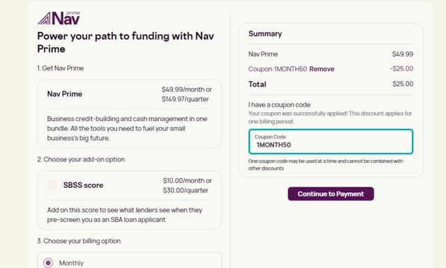 Nav checkout page showing Nav coupon code box | Screenshot taken by SimplyCodes community member on Oct 4, 2023