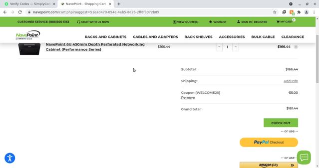 Nave Point checkout page showing Nave Point promo code box | Screenshot taken by SimplyCodes community member on Jul 15, 2021