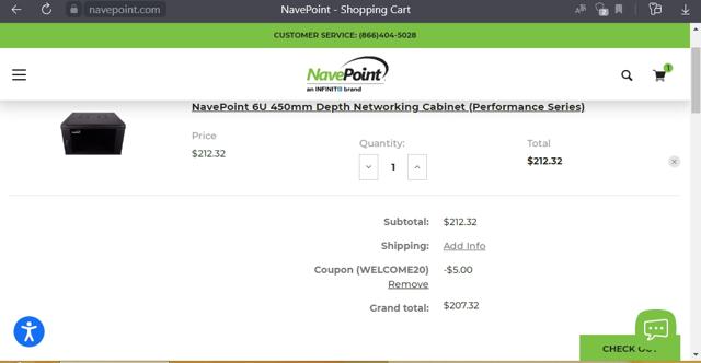 Nave Point checkout page showing Nave Point promo code box | Screenshot taken by SimplyCodes community member on Apr 14, 2022