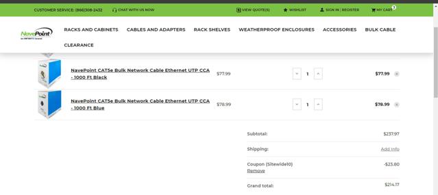 Nave Point checkout page showing Nave Point promo code box | Screenshot taken by SimplyCodes community member on Jul 18, 2024