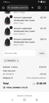 VEGGETA coupon verification screenshot