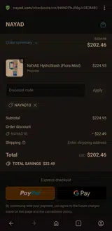 NAYAD10 coupon verification screenshot