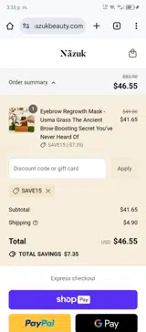 Nãzuk Beauty coupon verification screenshot