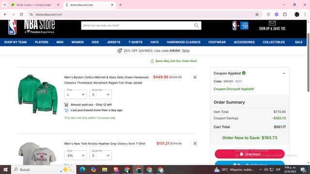 NBA League Pass checkout page showing NBA League Pass promo code box | Screenshot taken by SimplyCodes community member on Sep 22, 2025