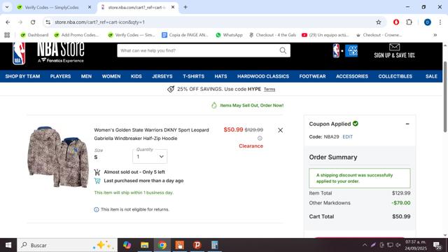 NBA League Pass checkout page showing NBA League Pass promo code box | Screenshot taken by SimplyCodes community member on Sep 24, 2025