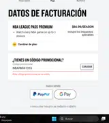 NBA League Pass coupon verification screenshot
