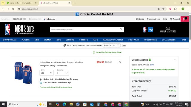 NBA League Pass checkout page showing NBA League Pass promo code box | Screenshot taken by SimplyCodes community member on Sep 3, 2025