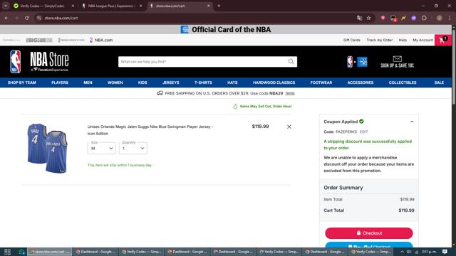 NBA League Pass checkout page showing NBA League Pass promo code box | Screenshot taken by SimplyCodes community member on Sep 23, 2025