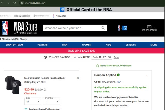 NBA League Pass checkout page showing NBA League Pass promo code box | Screenshot taken by SimplyCodes community member on Sep 5, 2025