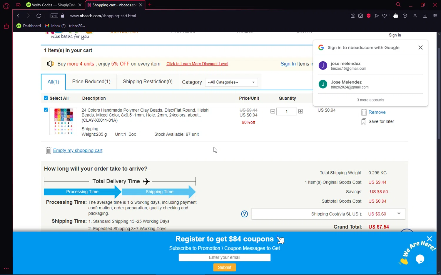 where to use Nbeads promo code box