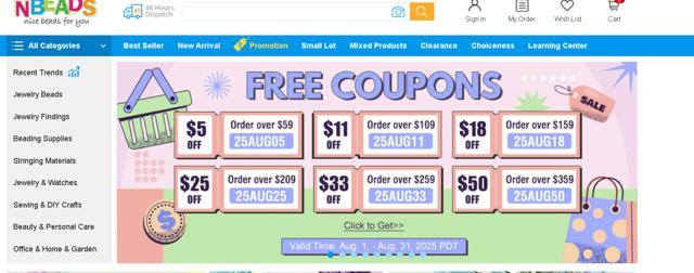 Nbeads checkout page showing Nbeads discount code box | Screenshot taken by SimplyCodes community member on Aug 30, 2025