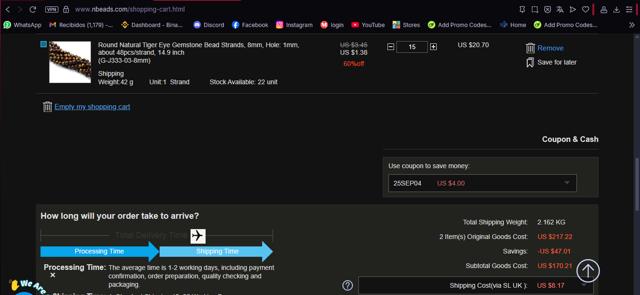 Nbeads checkout page showing Nbeads discount code box | Screenshot taken by SimplyCodes community member on Sep 4, 2025