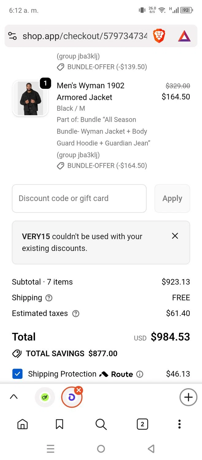NBT Clothing checkout page showing NBT Clothing discount code box | Screenshot taken by SimplyCodes community member on Feb 19, 2026