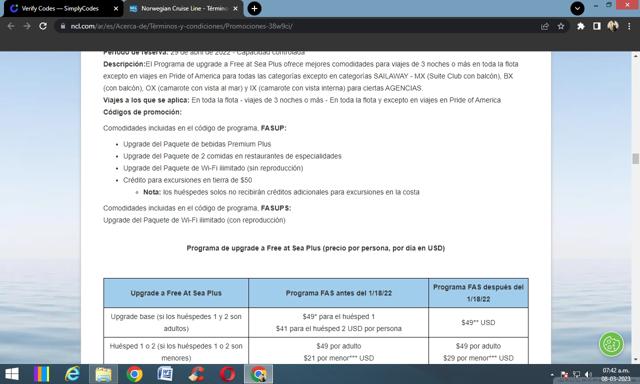 Norwegian Cruise Line checkout page showing Norwegian Cruise Line discount code box | Screenshot taken by SimplyCodes community member on Mar 8, 2023
