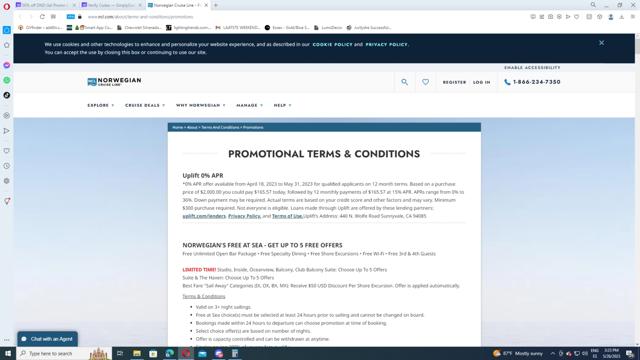 Norwegian Cruise Line checkout page showing Norwegian Cruise Line discount code box | Screenshot taken by SimplyCodes community member on May 26, 2023