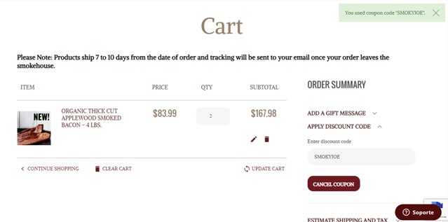 North Country Smokehouse checkout page showing North Country Smokehouse discount code box | Screenshot taken by SimplyCodes community member on Apr 5, 2024