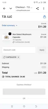 Non Detect Mushrooms coupon verification screenshot