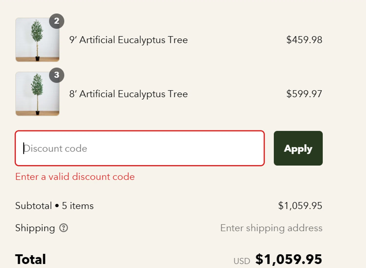 where to use Nearly Natural promo code box
