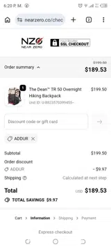 Addur coupon verification screenshot