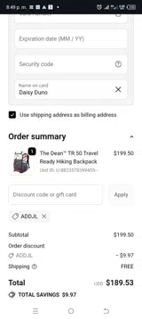 ADDJL coupon verification screenshot