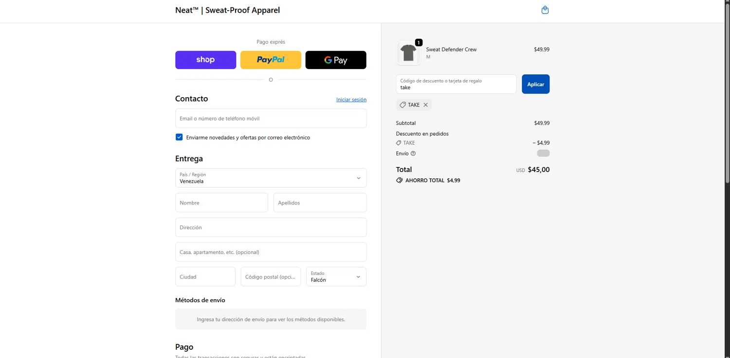 Neat Apparel promo code screenshot showing code take applied at Neat Apparel checkout page. Uploaded by SimplyCodes community member SavvyLynx6076 on Oct 21, 2025