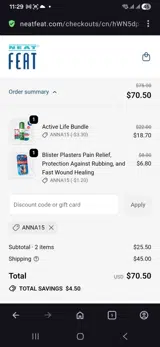 Anna15 coupon verification screenshot