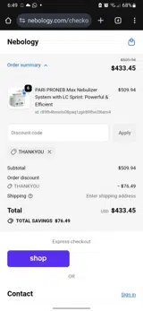THANKYOU coupon verification screenshot